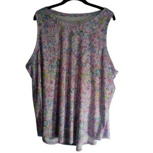 Tek Gear Top Sleeveless Sz Plus 2X Multicolored Ditsy Pastel Activewear Dry Tek